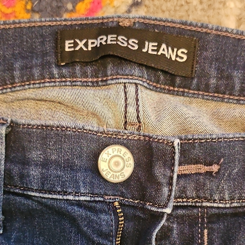 Express Blue Skinny Distressed Jeans - Picture 2 of 5